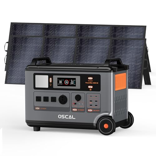 PowerMax 3600 SE Portable Power Station with 2x400W Solar Panel, 3600W Output, 3600Wh LiFePO4, 1Hr Fast Charge, EPS, APP, Solar Generator for Power Outage, Emergencies