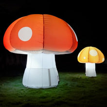 Wellcomer 2 Pcs Inflatable Mushroom Decor with LED Lights, 8Ft & 6Ft Blow Up Mushrooms for Garden Yard Outdoor Fairy Tale Party Decoration, Stage & Event Display