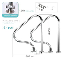 Pool Handrail Pool Stair Rail Pool Railings Stainless Steel Pools Grab Rail Safety Handle, Stair Railing for Indoor Outdoor Inground Swimming Pools(2 pcs)