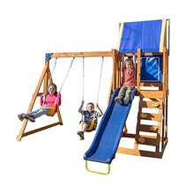 Sportspower North Peak Wooden Swing Set with A-Frame & Slide Yellow/Blue