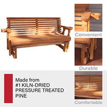 Amish Casual Heavy Duty 800 Lb Roll Back Pressure Treated Porch Glider with Cupholders (5 Foot, Cedar Stain)