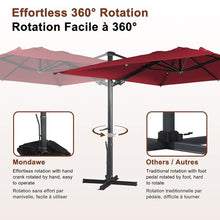 MONDAWE 10x13 ft Cantilever Umbrella with LED Light, 360° Rotation, Aluminum Frame Red (LED + Bluetooth)