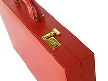 Zaza & Sacci Leather/Microfiber Backgammon Set 23" Large Attache Case Red