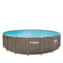 Funsicle Oasis Designer Above Ground Metal Frame Swimming Pool Set – with FB1800S AutoSkimmer Pump, Ladder, Cover, Cloth & Deluxe Maint. Kit, 22' x 52", Round, Double Rattan