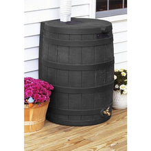 Good Ideas Rain Wizard 50 Gallon Plastic Outdoor Home Rain Barrel Water Storage Collector with Brass Spigot and Flat Back Design, Black (3 Pack)
