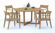 WholesaleTeakFurniture Grade-A Teak Wood 4 Seater 5 Pc Dining Set: 60" SEMA Round Table and 4 SEMA Arm Chairs #21Se3404