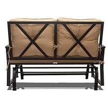 HSQQ Outdoor 2-Seat Patio Glider Bench 47” Steel Double Rocking Loveseat with Beige Cushions Patio Glider Rocker Swing Chairs for Garden, Backyard, Porch
