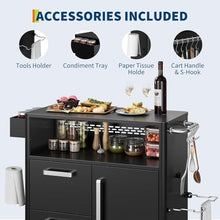 LIZHOUMIL Grill Table, Outdoor Bar Cart Grill Cart with Storage Cabinet, Kitchen Cart Island Multifunction Food Prep Table Stainless Steel Surface, Outside BBQ Backyard Include Hooks Spice Rack