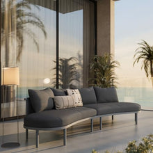 Modway Porta 2-Piece Outdoor Modular Sofa Set in Charcoal Anthracite – Modular 127 Inch Outdoor Sofa with Aluminum Frame, Woven Rope Detail, and Cushions