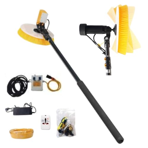Ostreemaner Photovoltaic Panel Cleaning Brush-Single Head,30cm Diameter Brush Head,40mm Telescopic Rod Diameteradjustable Cleaning Angle/Speed/Water Pressure,Mains Power,7.5M