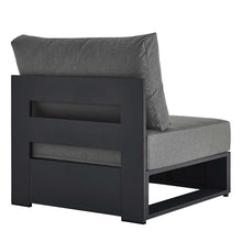 Modway Tahoe Aluminum Armless Patio Gray Charcoal Modular Weather-Resistant Cushions-Perfect as Club Outdoor Lounge Chair
