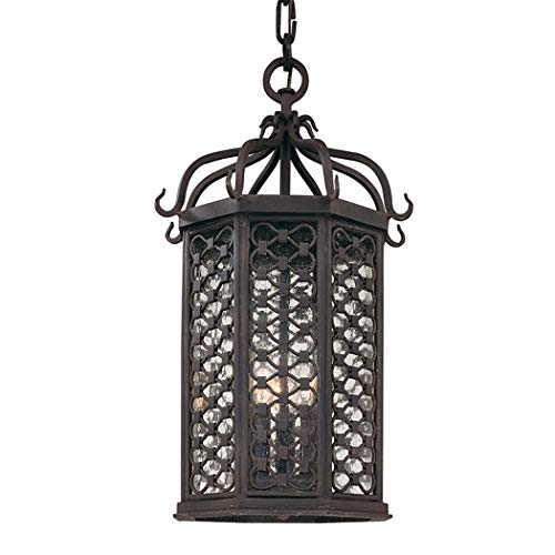 Troy Lighting F2377OI Los Olivos - Three Light Outdoor Hanging Lantern, Old Iron Finish with Clear Seeded Glass, Multicoloured, 3-Light