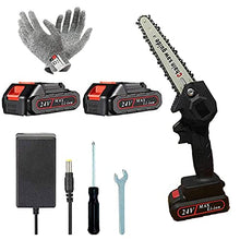 JKSVTF Electric Chainsaw, Mini Chainsaw, 6 Inch Cordless Saw The Battery-Operated Mini Wood Cutter with 2 Rechargeable Battery for Garden and Outdoor (Black 2 Batteries)