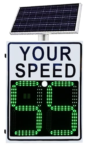 Solar Speed Outdoor Limit Sign, 20"x27"/24"x35" Speed Display Radar Traffic Sign with Accessories for Neighbour Driveway Yard or School, Visual Distance>800m(50 * 70cm)