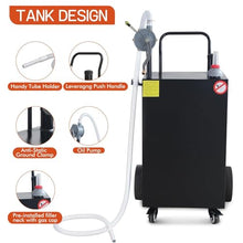 45 Gallon Portable Gallon Fuel Caddy With Manual Transfer Pump, Gasoline/Diesel Storage Tank On Flat-Free Wheels, Heavy Duty Gas Can With Hose for Car, Truck, ATV, Boat, Lawn Mower Black