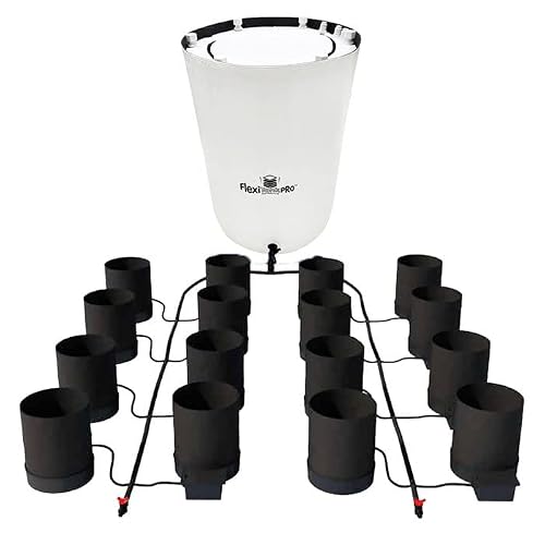 AutoPot 16 Pot GeoPot System with 3 Gallon Fabric Pots - Self-Watering, Gravity-Fed Hydroponic Systems (16Pot with 60 gal PRO Flexi Tank) Indoor, Black