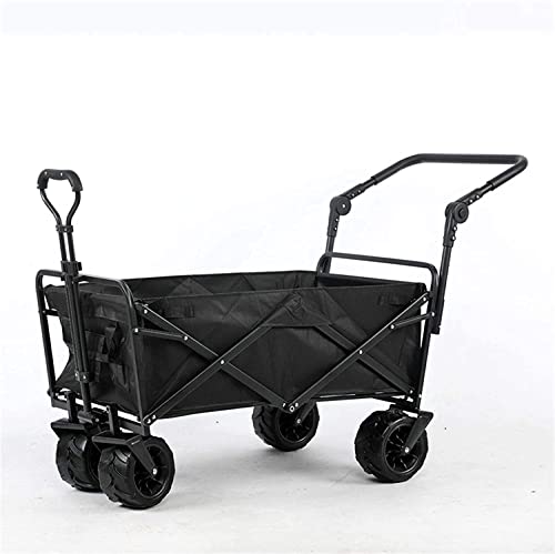 Camping Wagon Outdoor Utility Wagon Folding Garden Beach ping Camping Cart Garden Troey Carts Easy Set Up (Color : Red Size : One Szie) (Black One Szie)
