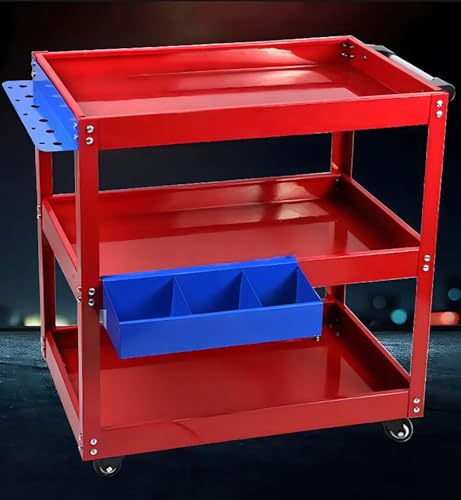 ICEMOB Tool Cart on Wheels,3-Tier Heavy Duty Steel Utility Cart,Workshop Trolley with 11 Slots,Professional Tool Organizer,Service Cart for Garage/Warehouse/Repair Shop