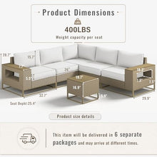 Outdoor Patio Furniture Set, PE Wicker Sectional Sofa with Thick Cushions