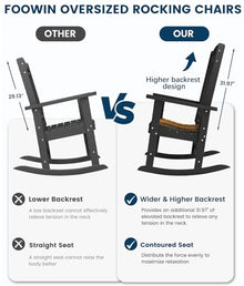 FOOWIN Outdoor Rocking Chair Set of 4, Oversized Rocking Chair Outdoor