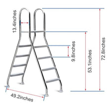 BDJSN Above Ground Pool Ladder, 4 Steps Stainless Steel Double Sided Escalator with Anti-Slip Feet, Heavy Duty Swimming Pool Water Ladder, Load Capacity 500lb