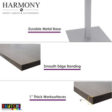 4 Person Harmony Series Small Bistro Height Racetrack Shaped Table with Matte Black Double Base | Standing Height Table for Offices & Breakroom | Natural Eucalyptus - 36"d X 60"w X 43"h.