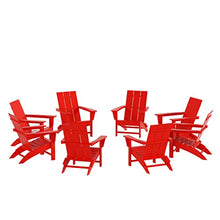 WestinTrends Ashore Ashore 8-Piece Modern Poly Folding Adirondack Chair Set, Red