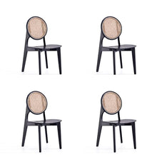 Manhattan Comfort Versailles Rattan Wicker Cane Outdoor Dining Chair Set of 4 Black/Natural