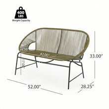 Spollowe Outdoor Wicker Love Seat – All-Weather PE Rattan & Iron Frame – Green Patio Loveseat for Garden Balcony Porch – Casual Modern 2-Seater