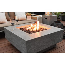 Elementi Manhattan Concrete Fire Pit 36" x 36" Outdoor Patio Firepit Includes Lava Rocks Modern Fire Pits & Outdoor Fireplaces for Garden, Deck, Indoor & Outdoor Heating