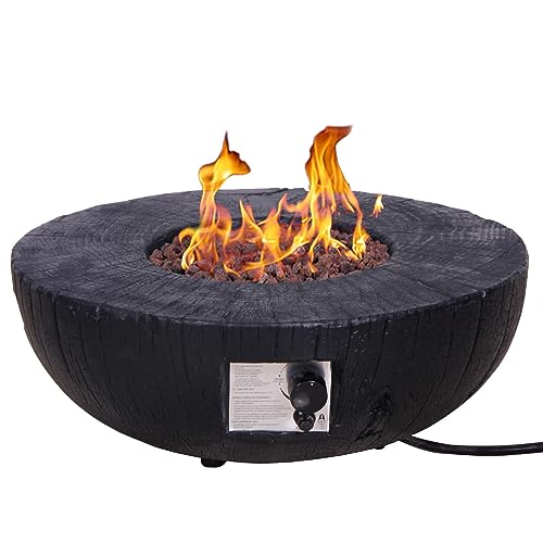 Afterglow TerraFab 28" Round 30,000 Btu Propane Fire Bowl Fire Pit for Outdoor Patio Garden Backyard Decking Decor CSA Certificated, Black
