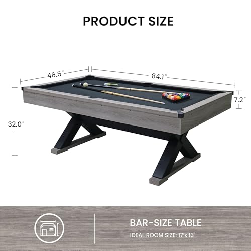 MWrouqfur 84” Billiard Table Rustic Grey Black Cloth