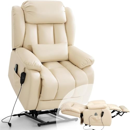 KTYUERGHK Dual Motor Power Lift Recliner with Massage Heat, Cream