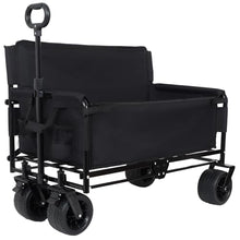 2-in-1 Folding Wagon Bench Love Seat, Heavy Duty Collapsible Beach Cart with 400LBS Capacity, Foldable Garden Wagon with All-Terrain PU Foam Wheels, Portable Outdoor Cart for Camping, Sports