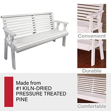Amish Casual Heavy Duty 5 Foot Roll Back Outdoor Bench in White Stain - Amish Made in The USA from Treated Pine for Outdoor Durability, 700 Lb Weight Capacity