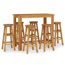 QZZCED 7 Piece Patio Bar Set,Leisure Seating Set,Patio Conversation Sets,Patio Furniture Sets,Garden Lounge Chair,Bistro Seating Sets,for Terraces,Lawns,Balconies, Solid Wood Acacia