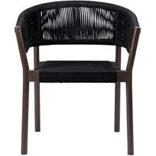 Pemberly Row in-Outdoor Dining Chair Set of 2, 18 in Seat Height, Dark Eucalyptus Wood Frame, Black Rope Finish, Stackable Breathable Design, Weather-Resistant Patio or Indoor Seating