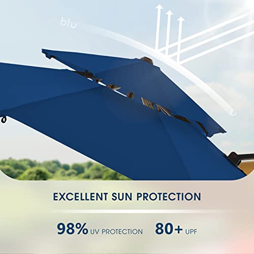 BLUU REDWOOD 11 FT Offset Cantilever Patio Umbrella Classic Blue