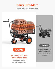 VEVOR Electric Utility Cart, 36V 432Wh Battery Powered Electric Wagon, 500W Power Wheelbarrow with Brake, 500 lbs Load Heavy Duty Steel Garden Cart for Farm and Yard All Purpose Modular Cargo Bed