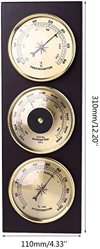 OREKPOT Glass Barometer,Outdoor Temperature Gauge,Traditional Barometer 3Pcs/Set Thermometer Barometer Hygrometer Weather Station with Wooden Frame Base Ornaments for Hotels, Warehous