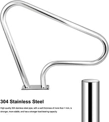 Pool Handrail Handle Grab Rails Swimming Stainless Steel Pool Railing, 39"x31.9" Humanized Swimming Pool Handrail with Complete Mounting Accessories