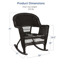 Jeco Set of 2 Wicker Rocker Chairs, Espresso