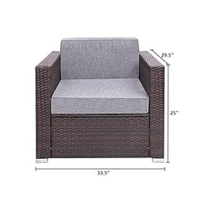DUYHBAWRS 2 PiecesPE Wicker Rattan Single Sofa and 1 Piece Coffee Table with Tempered Glass