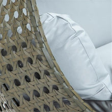 LeisureMod 2 Person Wicker Egg Chair Outdoor Indoor Bedroom Patio Hanging Lounge Swing Hammock Chairs with Beige Stand and UV Resistant Cushions, Light Grey