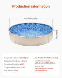 VEVOR 33-ft Above Ground Pool Liner U-Bead Round Pool Liners