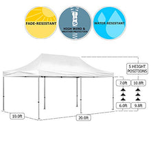 Vispronet 10x20 Instant Canopy Tent and 4 Side Walls – Commercial Grade Steel Frame with Water-Resistant Canopy Top and Sidewalls – Bonus Canopy Bag and Stake Kit Included (White)