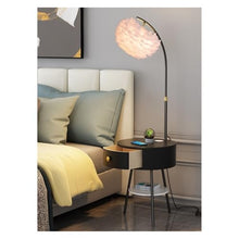 ZHONGCHENGWU Floor Lamp Farmhouse Floor Lamp with Side Table & Drawers, Adjustable Reading Light(Gray)