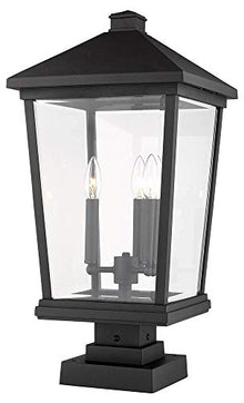 Z-Lite 568PHXLS-SQPM-BK 3 Light Outdoor Pier Mounted Fixture, Black
