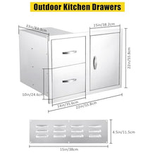 Amenitlif Stainless Steel Drawers for Outdoor Kitchens, Enclosed Built-in Drawer, BBQ Access Door Drawers, Perfect for BBQ Grill Station Outdoor Kitchen Storage Cabinet(28''W x 20''H x 20''D)