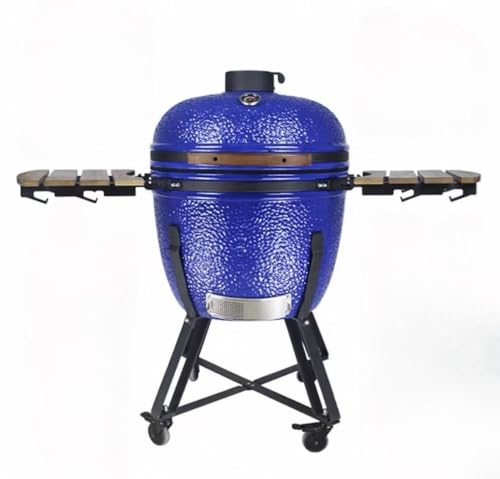 JOSOGO 26 Inch Large Outdoor BBQ Grill, European American Style Big Iron Egg Ceramic Smoker Roaste(Blue)
